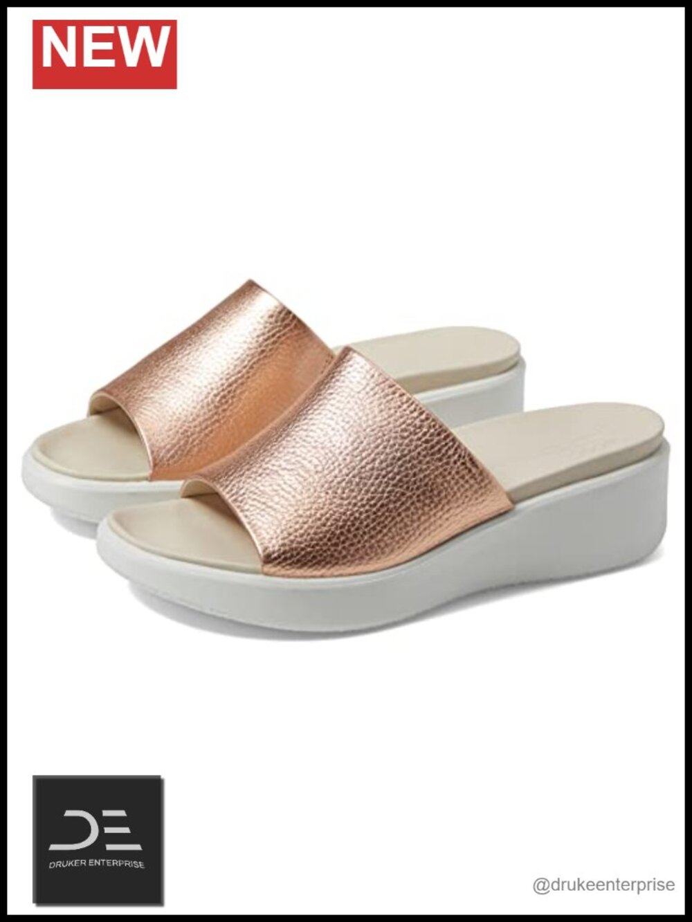 ECCO Flowt Luxe Wedge Sandal Slide Women's Leather Platform Heel